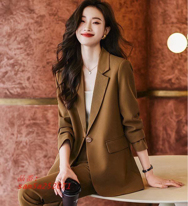 パンツスーツ レディース 大きいサイズ フォーマル 通勤 事務服 就職活動 面接 事務服 長袖 仕事着 オフィス ビジネス am5a252071