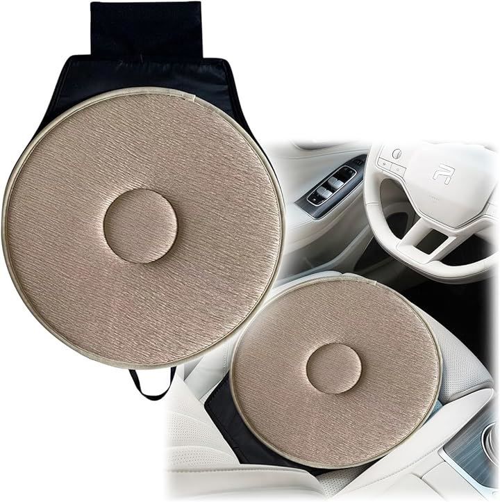 SALUDABLE 回転クッション 椅子 車 シートクッション 座布団 介護 座面 カーシート(ベージュ，  約40cm)