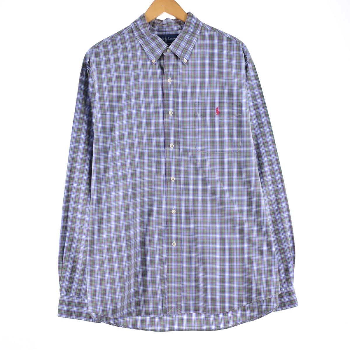 古着 ラルフローレン Ralph Lauren CUSTOM FIT 長袖 ボタンダウンチェックシャツ メンズXXL/eaa351142
