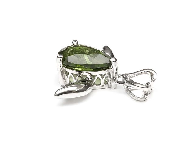チェコ産 モルダバイト ペンダントトップ 15×22mm【1コ販売】 / 67-1