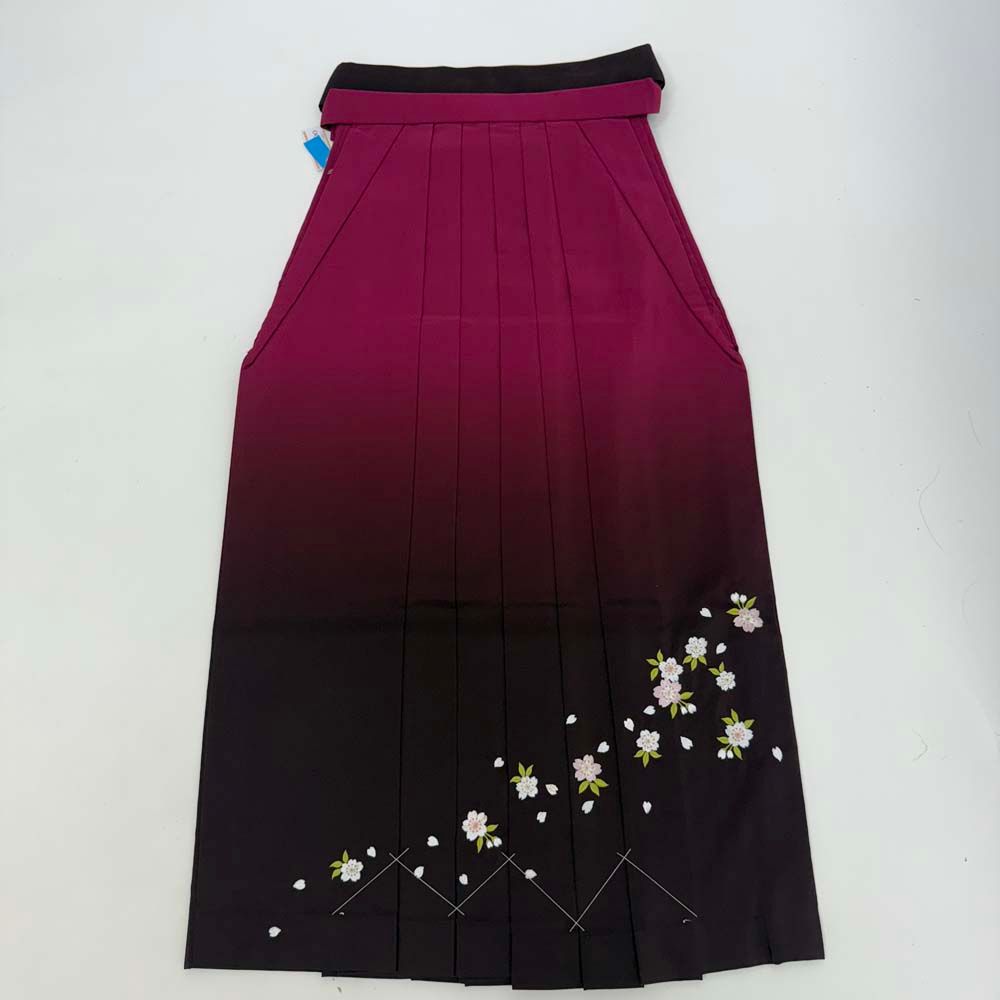 袴 M size 紐下丈90cm 行灯袴 卒業袴 女性用袴 刺繍 ぼかし エンジ ピンク 4744