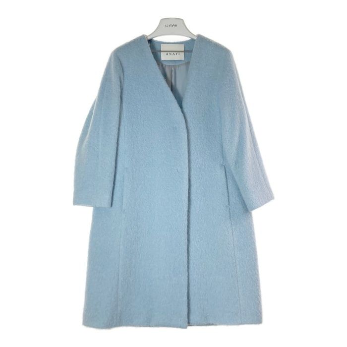 ANAYI モヘヤ シャギー Vネックノーカラーコート 36