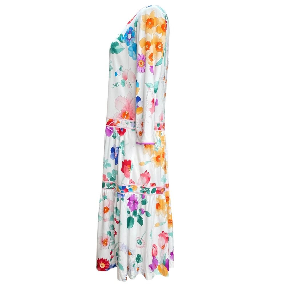 美品　LEONARD レオナール　カンカン　ストレッチ　花柄　ワンピース 美品 LEONARD レオナール カンカン ストレッチ 花柄 ワンピース