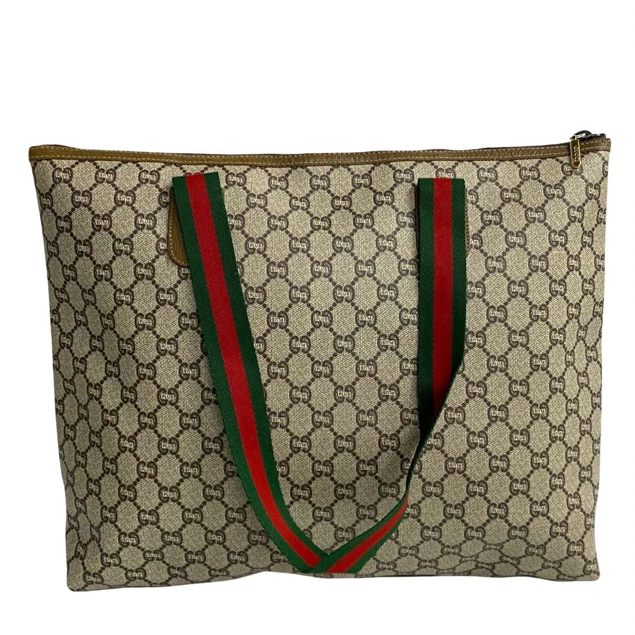 ほぼ未使用 GUCCI グッチ オールドグッチ ヴィンテージ シェリーライン グッチプラス レザー トートバッグ ハンドバッグ ブラウン 25275