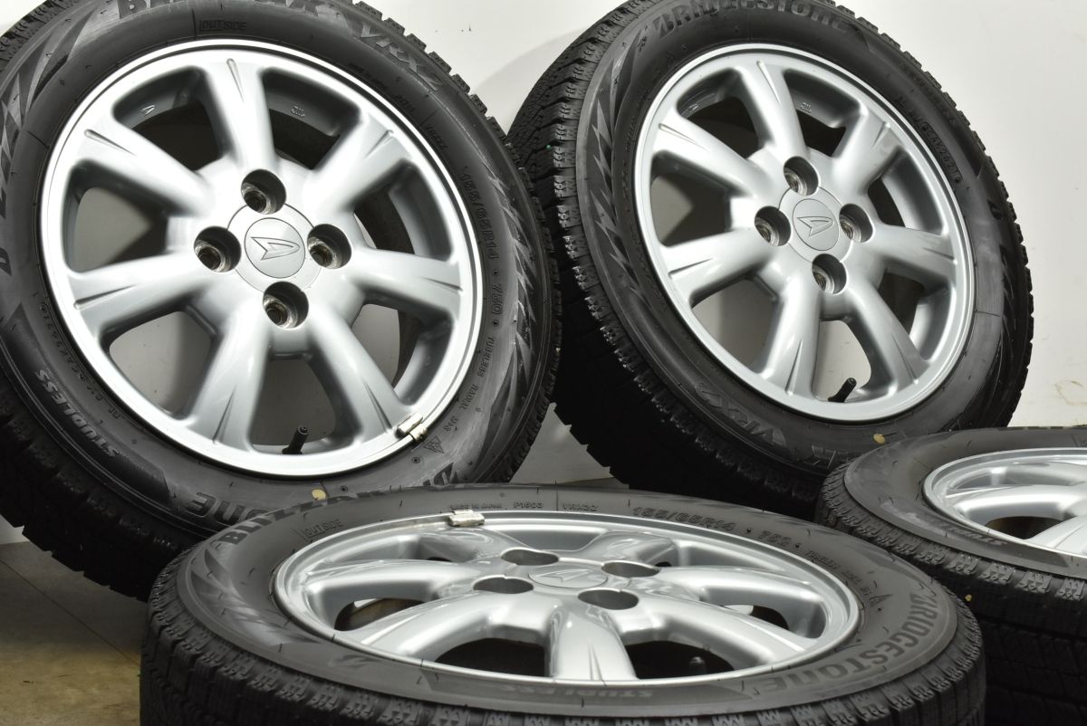 スタッドレス ダイハツ タント カスタム 純正 14in 4.5J 45 PCD100 ブリヂストン ブリザック VRX2 155|65R14 ミラ ムーブ ウェイク