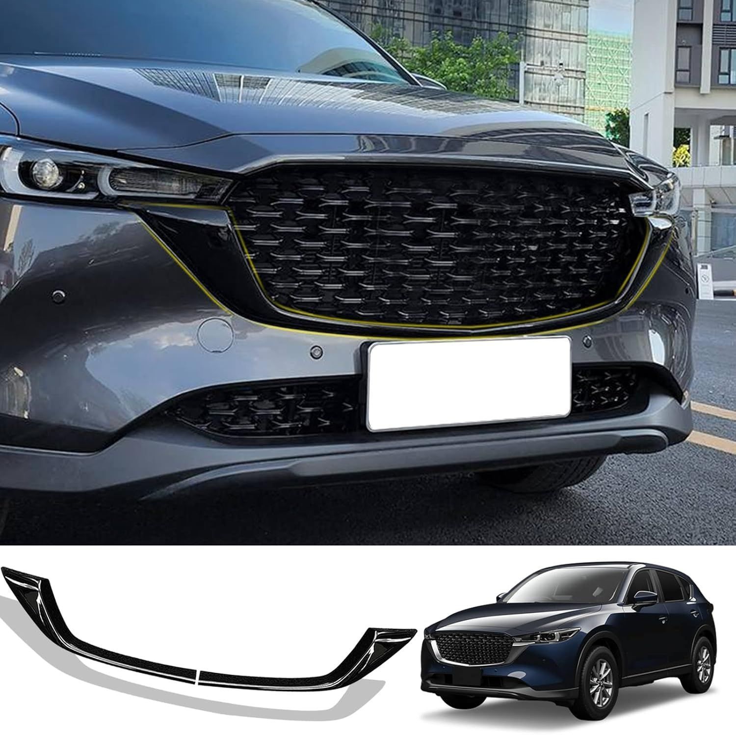 CX-5 2025 現行対応 フロントグリルカバー ABS製 ブラック 外装パーツ