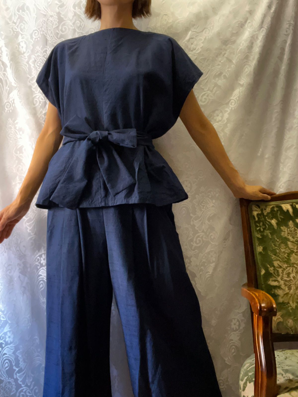 オーガニック麻100％≪吉新織物謹製 本場小千谷縮 格子柄 (ブルー