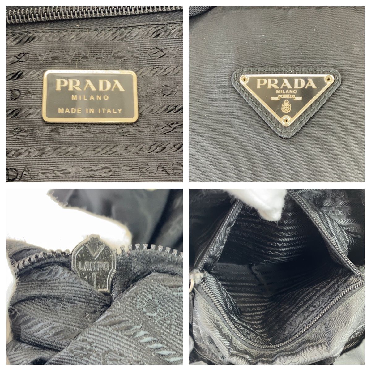 PRADA プラダ テスート 三角ロゴプレート ブラック 黒 シルバー