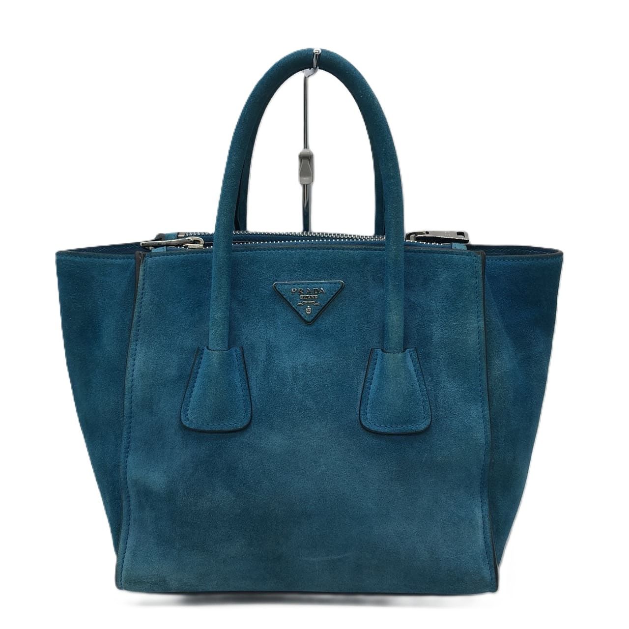 PRADA プラダ ハンドバッグ スエード レザー ブルー レディース メンズ 