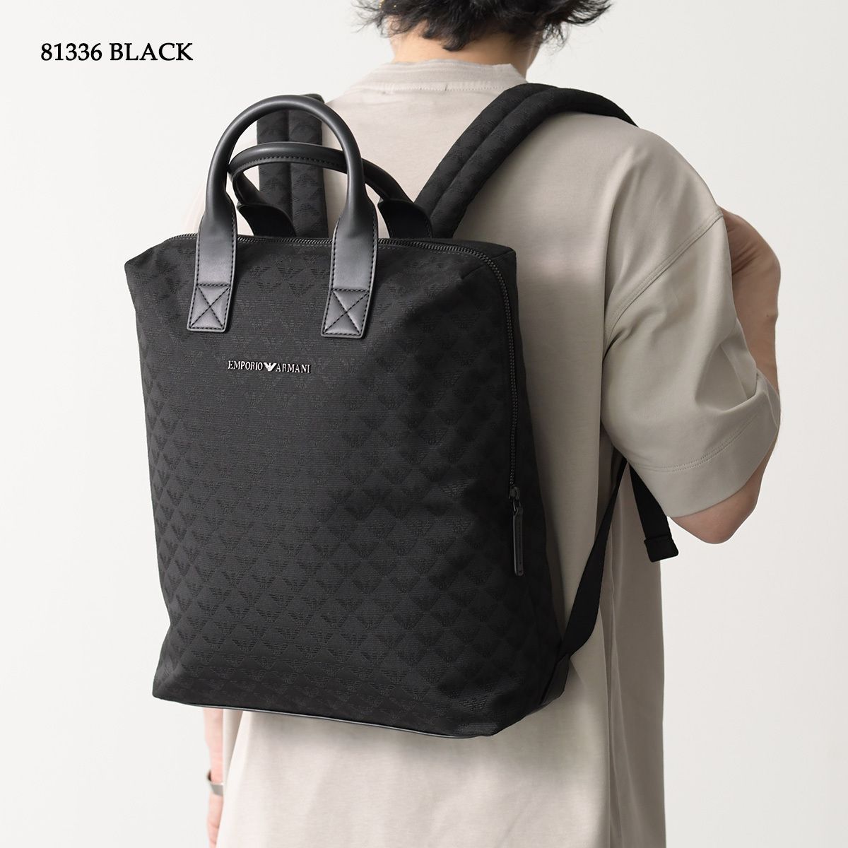 EMPORIO ARMANI リュック バックパック レザー エンボス 黒 EMPORIO ARMANI（エンポリオアルマーニ）の「【エンポリオ
