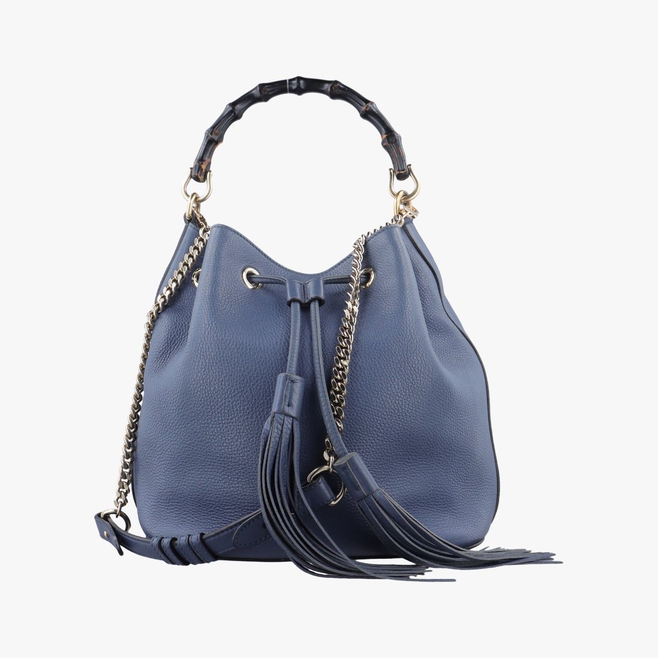 グッチGucciバンブー フリンジ タッセル バケット ブラック レザー 387613 D018808404