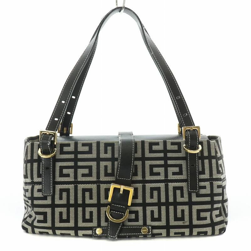 GIVENCHY ジバンシー Gロゴ　総柄　キャンバス×レザー　ハンドバッグ ジバンシィ GIVENCHY ハンドバッグ キャンバス レザー 4Gロゴ 総