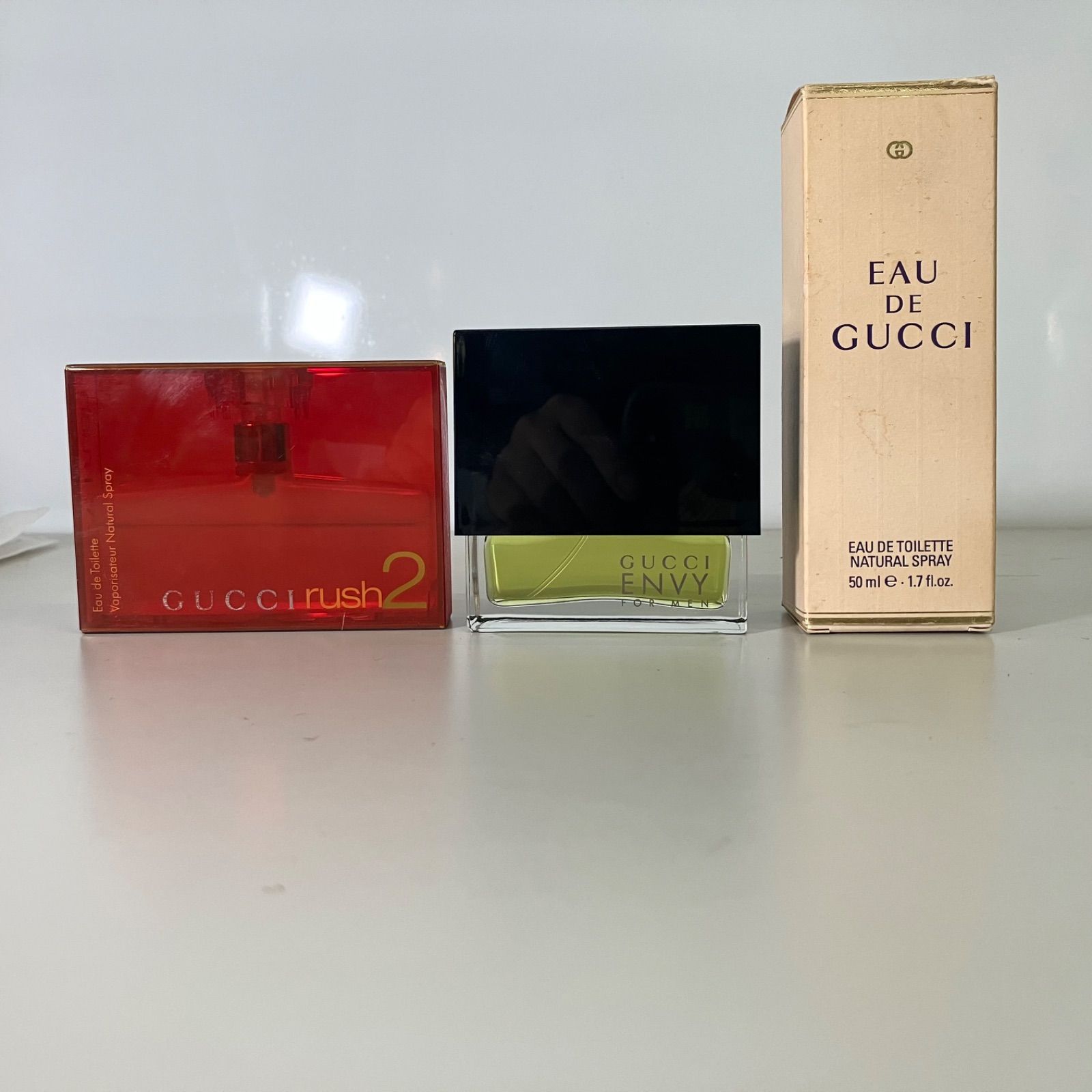 GI2【中古品】GUCCI 香水3点セット グッチ ・GUCCI rush2・GUCCI ENVY FORMEN ・EAU DE GUCCI