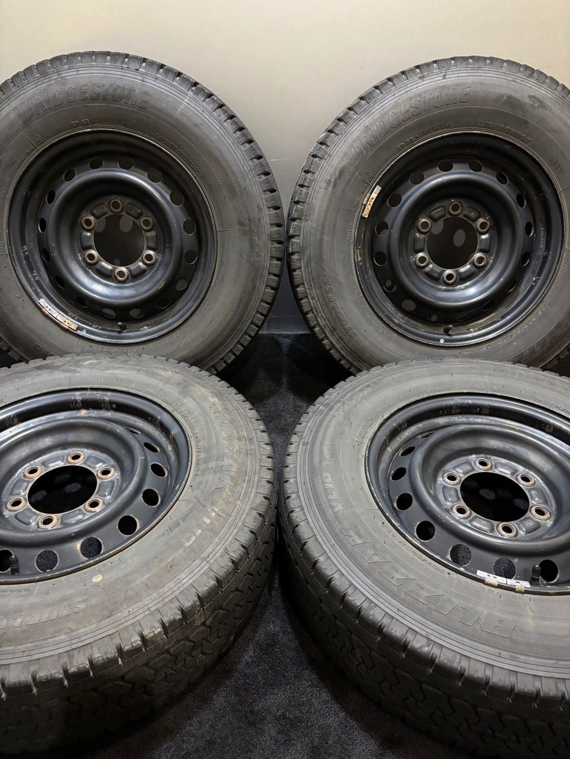 195|80R15 107|105N LT BRIDGESTONE|VL10 23年 トヨタ ハイエース 純正 スチール 15インチ 6J 35 139.7 6H スタッドレス 4本 南7-J286