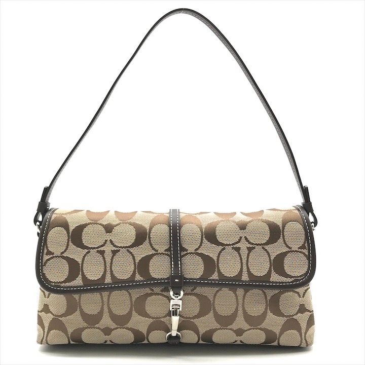 美品 COACH コーチ シグネチャー ショルダー バッグ キャンバス ブラウン レディース k3298 COACH - 美品 COACH コーチ シグネチャー ショルダー バッグ