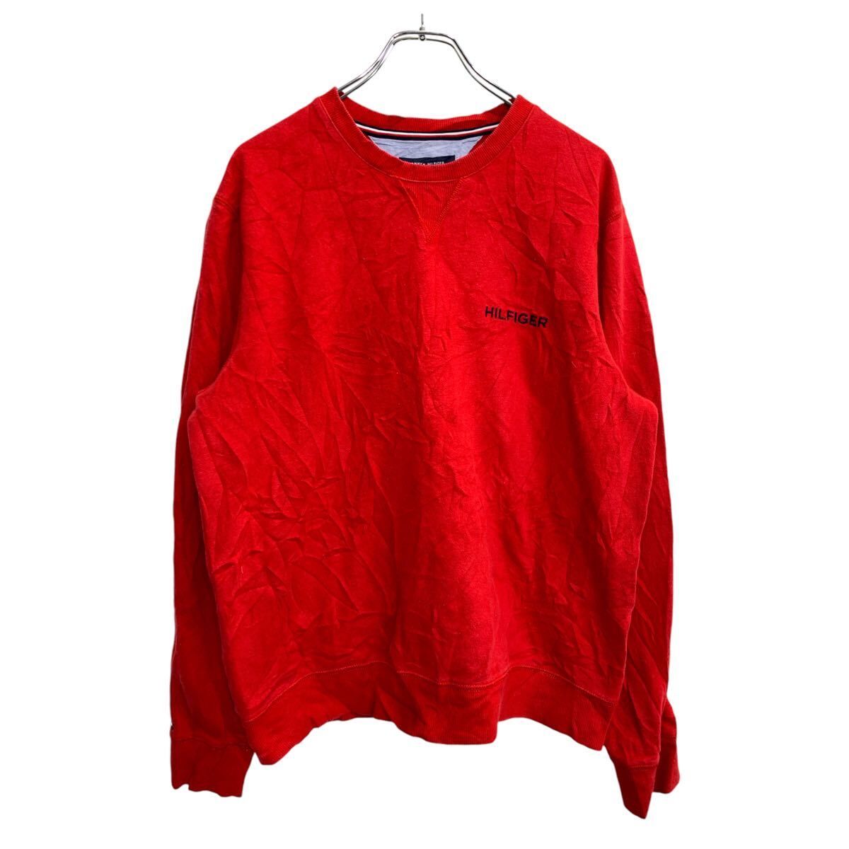 TOMMY HILFIGER ロゴ スウェット トレーナー Lサイズ トミーヒルフィガー レッド 古着卸 アメリカ仕入 t2410-3260