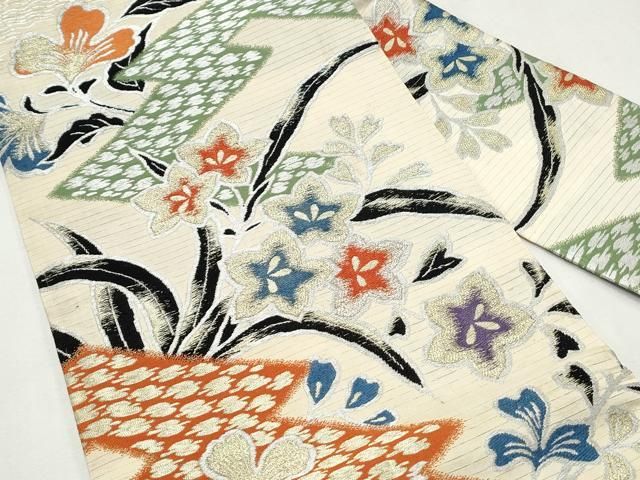 平和屋着物□極上 夏物 九寸名古屋帯 よろけ縞 金銀糸 逸品 DZAB0296kh5