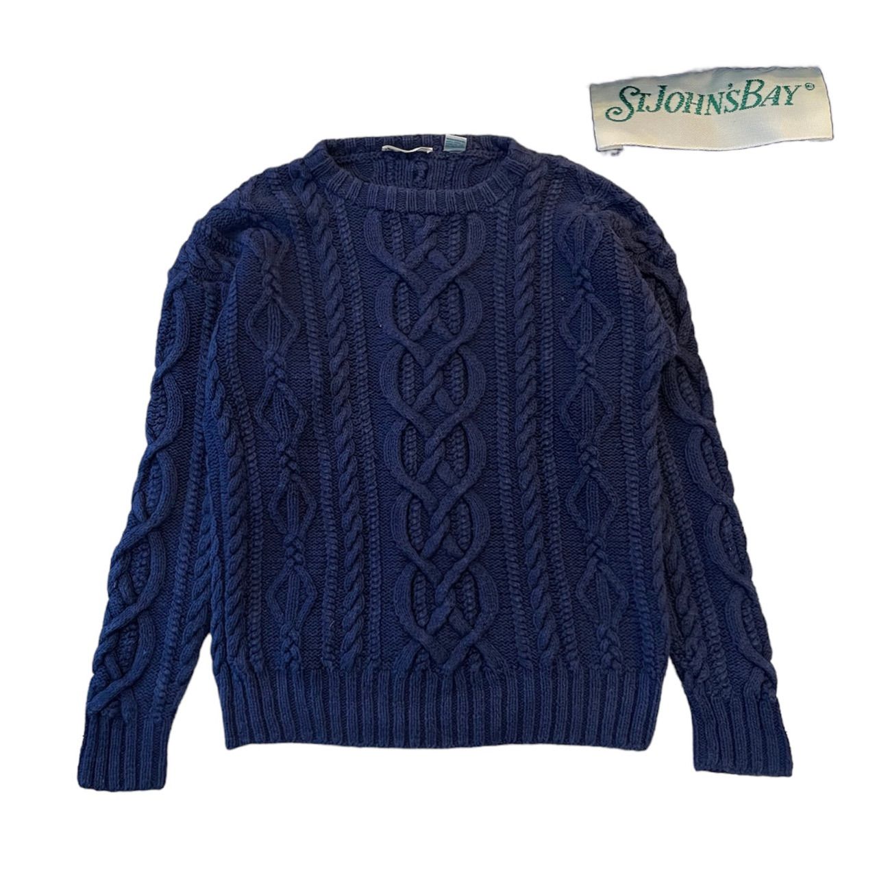 90s ST JOHNS BAY COTTON KNIT NAVY/M UT-693