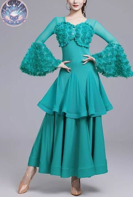 アピールのある 社交ダンスドレス ドレス フ 袖 ルンバ オーダーメイド 【大好評販売！】