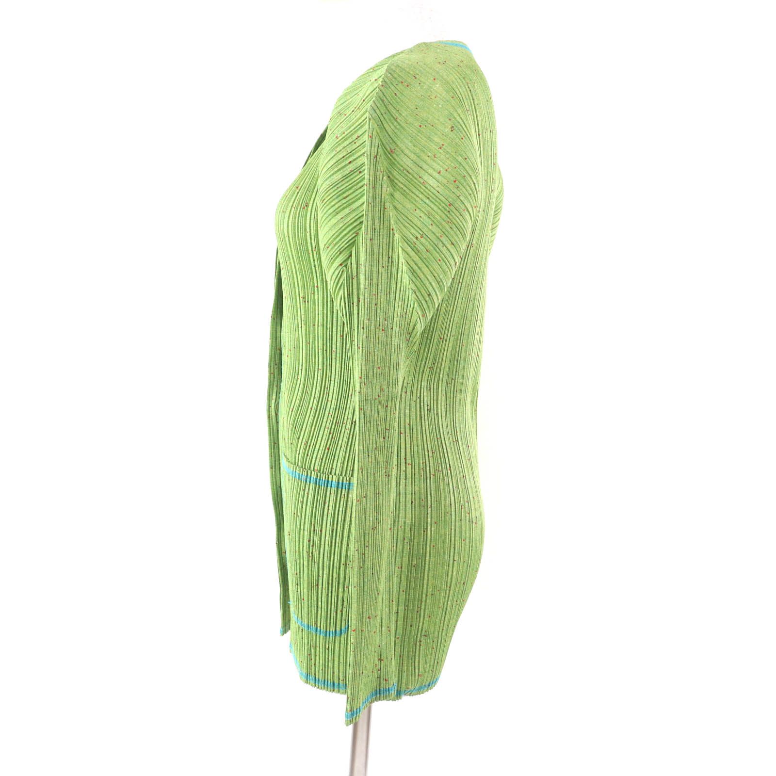 【極美品】イッセイミヤケ　プリーツ　長袖カーディガン　アウター　ピンク系　M 極美品☆PLEATS PLEASE プリーツプリーズ イッセイミヤケ PP12