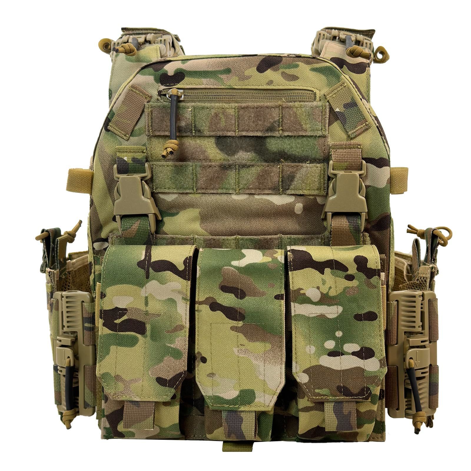 【人気商品】ベスト ミリタリー モール 1000Dナイロン MOLLEシステム マガジンポーチ プレートキャリア バックル付き 実物 チェストリグ用 サバゲー タクティカルベスト サイズ調整可 [HINFWOOD]