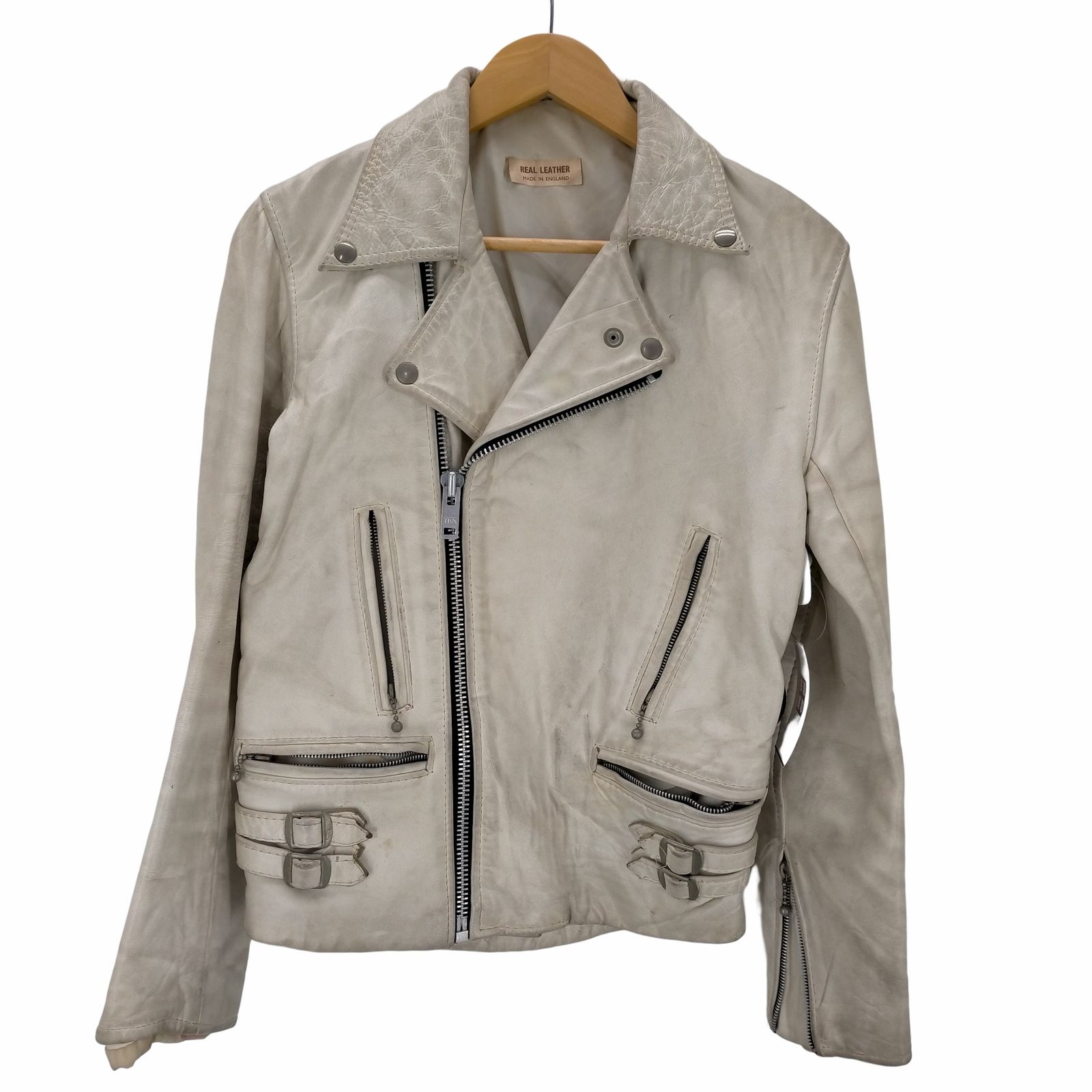 Real Leather リアルレザー ダブルライダースジャケット イングランド ライダース ダブル 36 イングランド 革ジャン リアルレザー