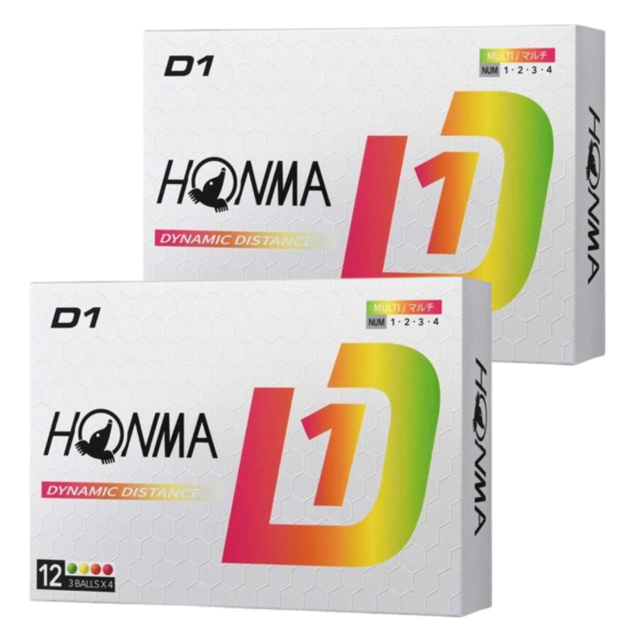 【2ダースセット】本間ゴルフ D1 ボール ゴルフボール 2024年モデル BT2401 マルチカラー (24球) 公認球 ※オリジナルショップカード付き 