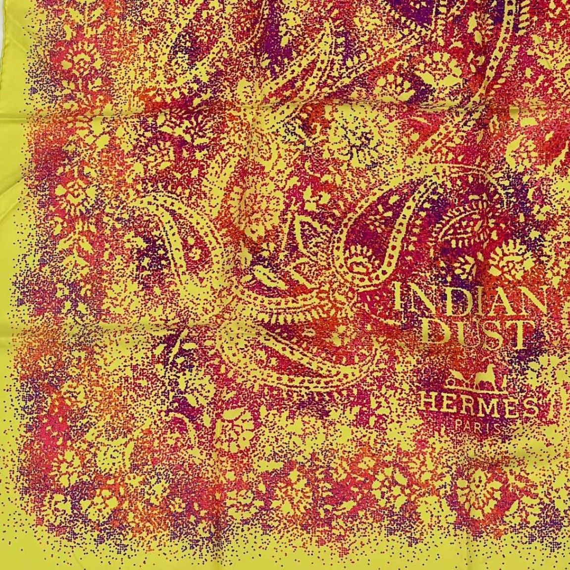 極美品 HERMES エルメス スカーフ シルク カレ90 Indian Dust イエロー 