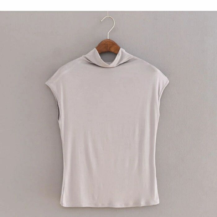 カットソー レディース ノースリーブ Tシャツ タンクトップ ハイネック タートルネック 無地 薄手 ストレッチ 伸縮性 ベーシック 定番 重ね着 レイヤード お洒落 タンクトップ レディース ハイネック タートルネック uvカット