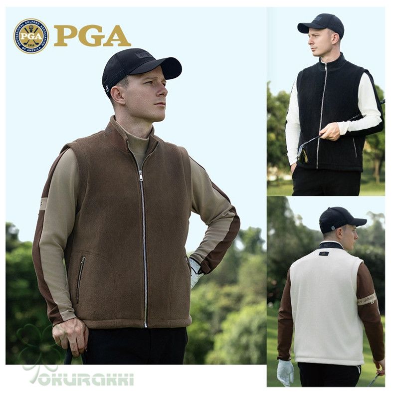 Malbon 25秋冬 メンズ 中綿ベストゴルフウェア立ち襟デザイン 防風保温