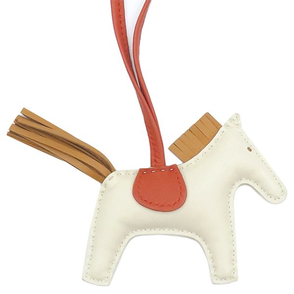 エルメス HERMES バッグチャーム ロデオPM アニューミロ クレ×セサミ×カーネリアン アイボリー 茶 赤 Y刻印