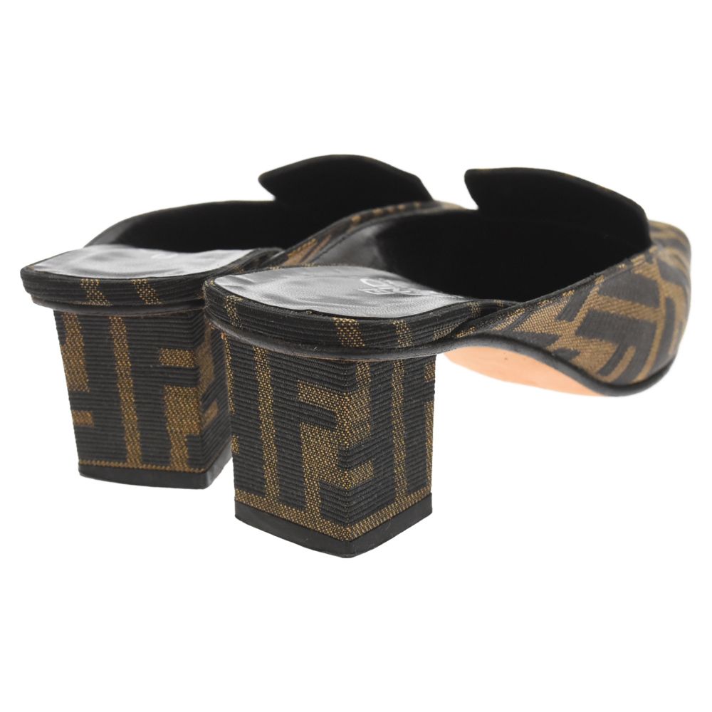 FENDI (フェンディ) ズッカ柄 ヒールサンダル ブラウン 　希少　匿名発送 FENDI - 希少 フェンディ ズッカ柄 ロゴ 厚底サンダル ブラウン