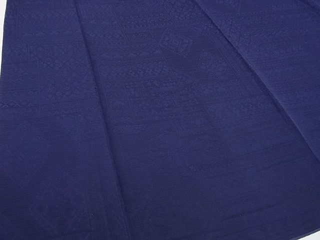 平和屋2男性　色無地　花菱地紋　鉄紺色　逸品　DAAF0695ya