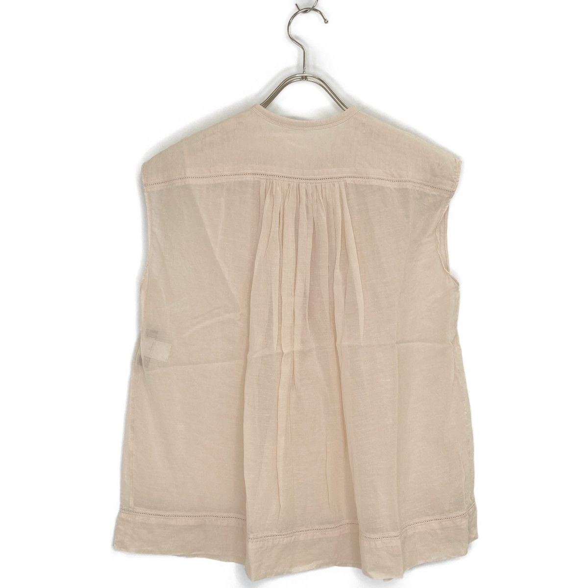 DRAWER ドゥロワー ベージュ ギャザーノースリーブブラウス 36