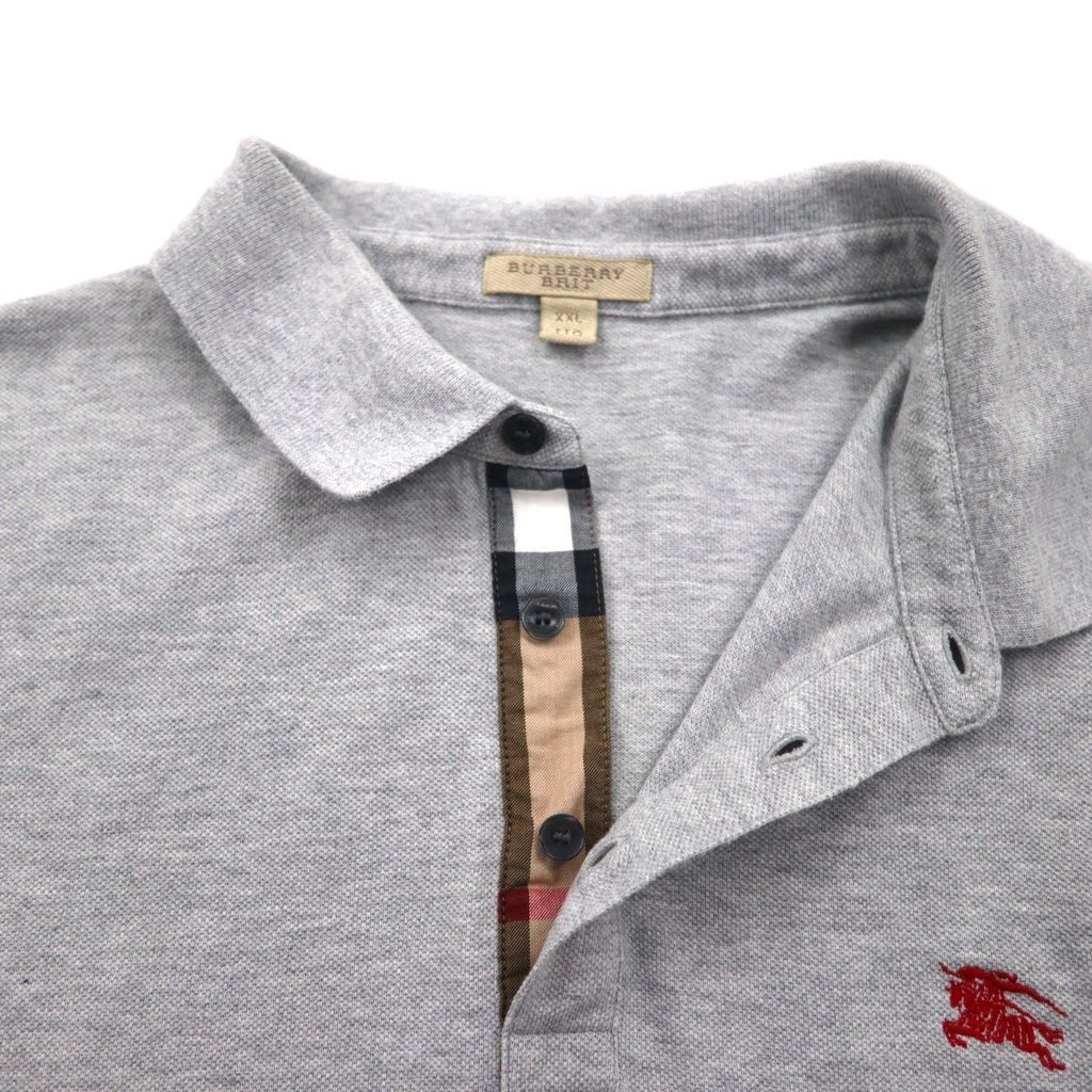 BURBERRY グレー 長袖ポロシャツ M BURBERRY BRIT 現行タグ ポロシャツ 2XL グレー コットン 鹿の子