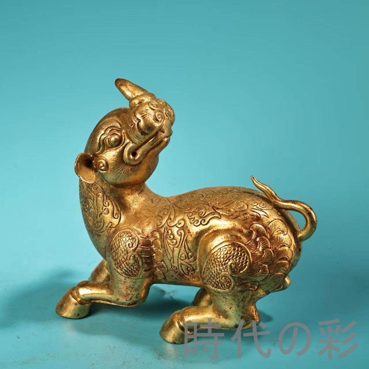 中国古美術 旧蔵 純銅高浮彫描金描金 麒麟 高浮彫 清代 銅器 古玩 唐物 中国古 時代物 置物 R07100144 WWW_IBETON_RU