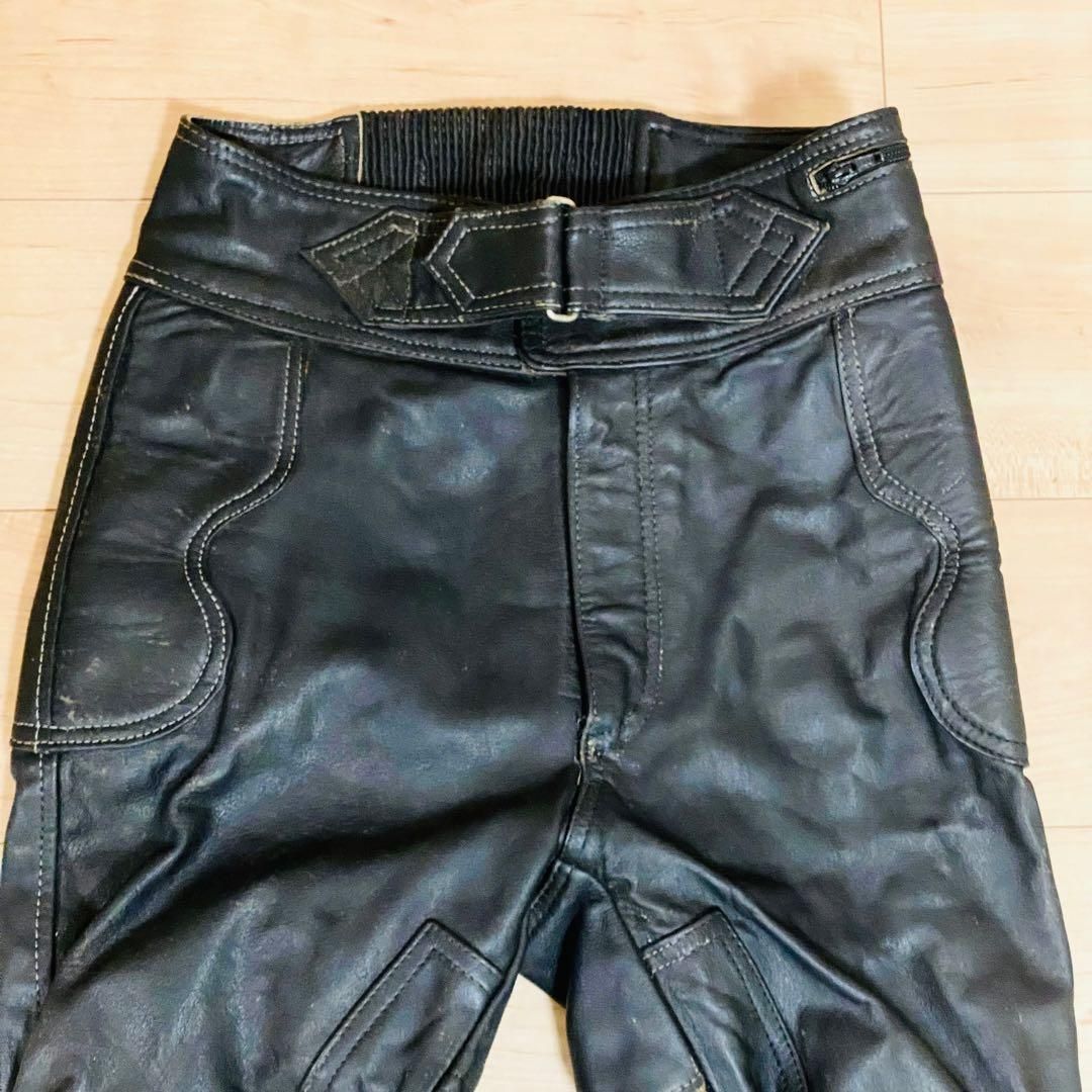 カドヤ レザーパンツ Mサイズ 内側メッシュ ニーパッド付き バイク
