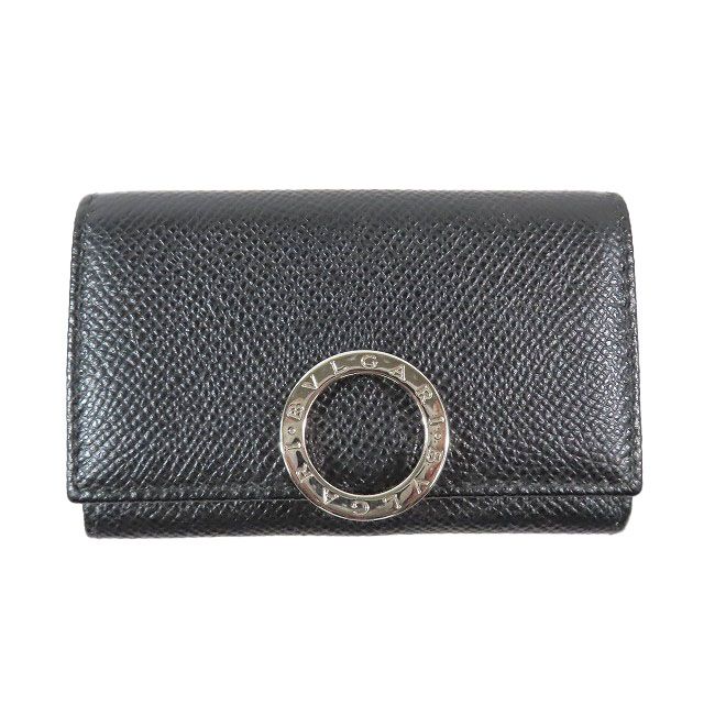 ブルガリ BVLGARI ロゴ クリップ 小銭入れ コンパクトウォレット ミニ財布 コインケース カード入れ 二つ折り 黒 ブラック メンズ レディース