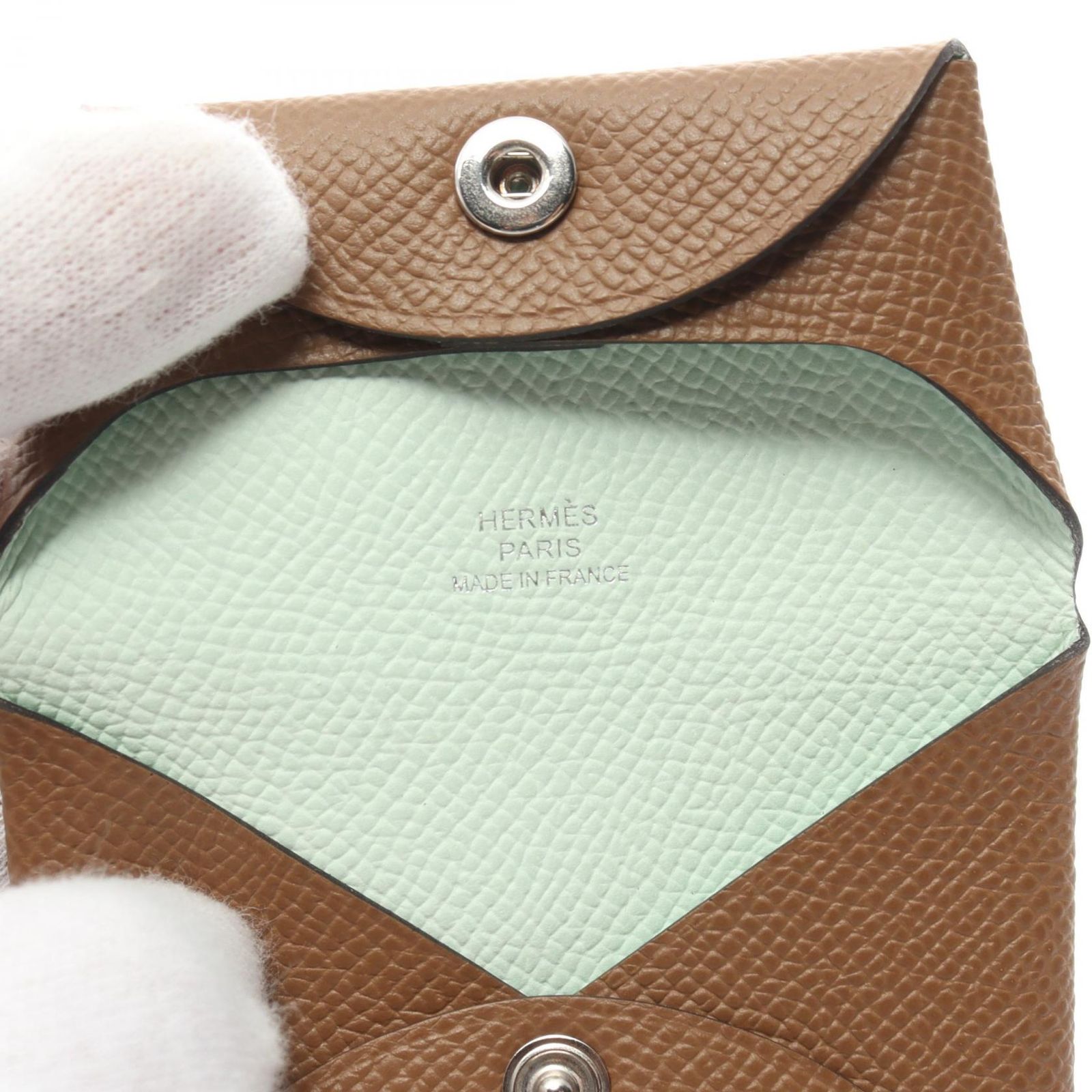 HERMES エルメス バスティア B刻印 コインケース グリーン レザー