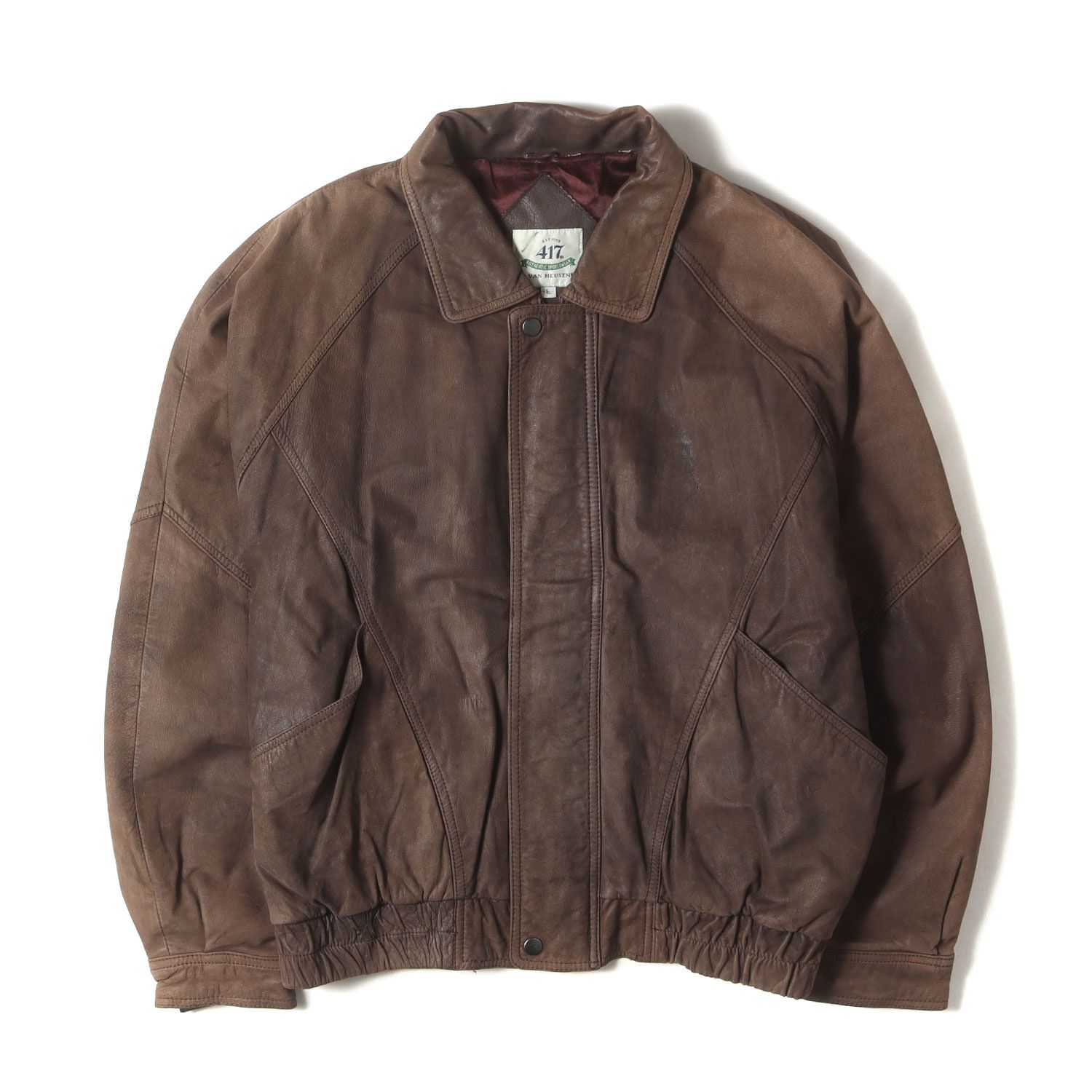 90s - 00s ヴィンテージ古着 | 90s ヌバックレザー フルジップ 中綿ジャケット | 417 by VAN HEUSEN | ブラウン サイズ L | 90年代 | アウター ブルゾン 上着 メンズ