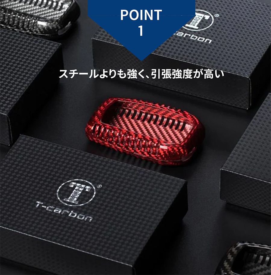 カムリ AXVH70 AXVH75 トヨタ キーケース キーカバー スマートキーケース スマートキーカバー カーボンファイバー カーボン レッド ギフト