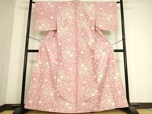 平和屋着物▽上質な紬 単衣 舞桜 やまと誂製 正絹 逸品 DAAQ4237az  