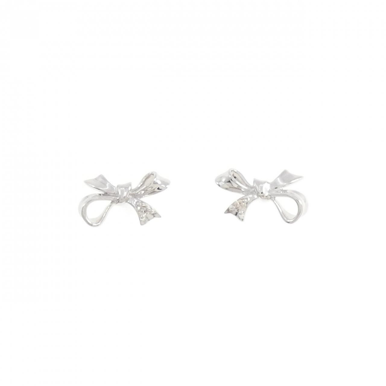 K10WG リボン ダイヤモンド ピアス