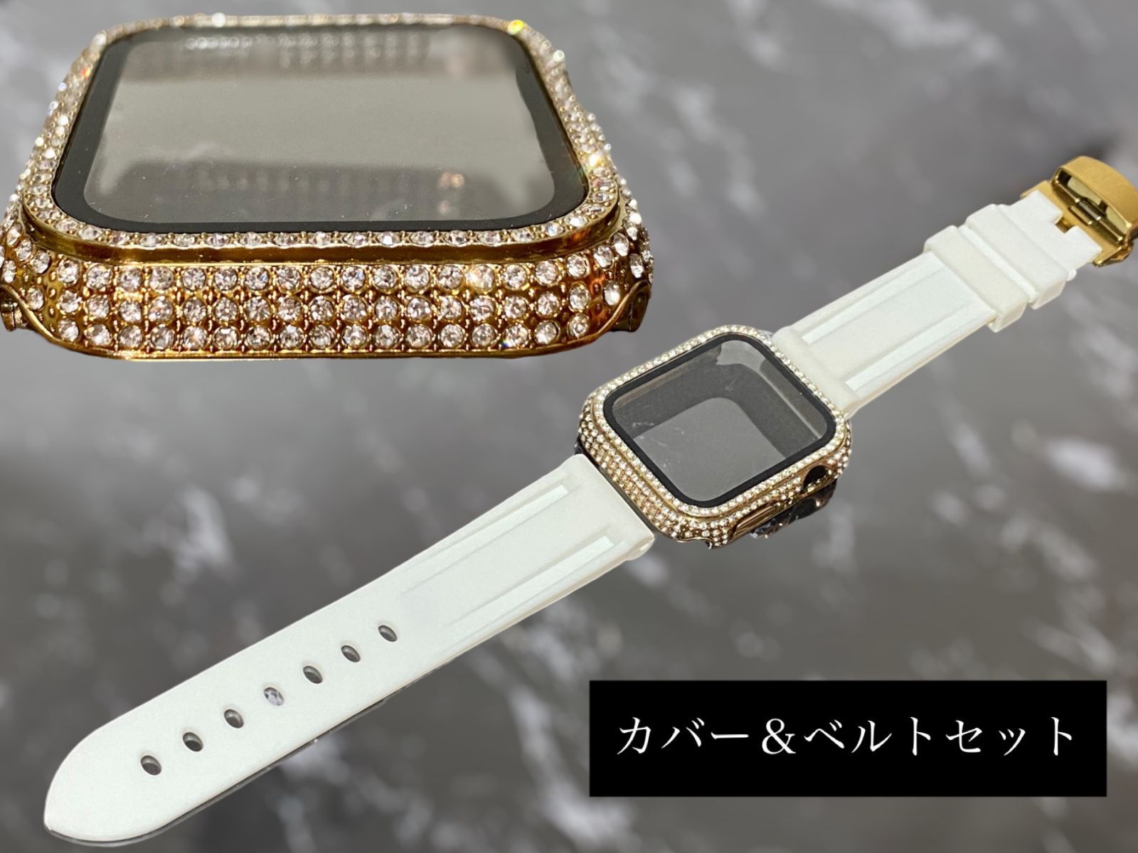ゴールド ホワイト アップルウォッチ ケースカバーApple Watch