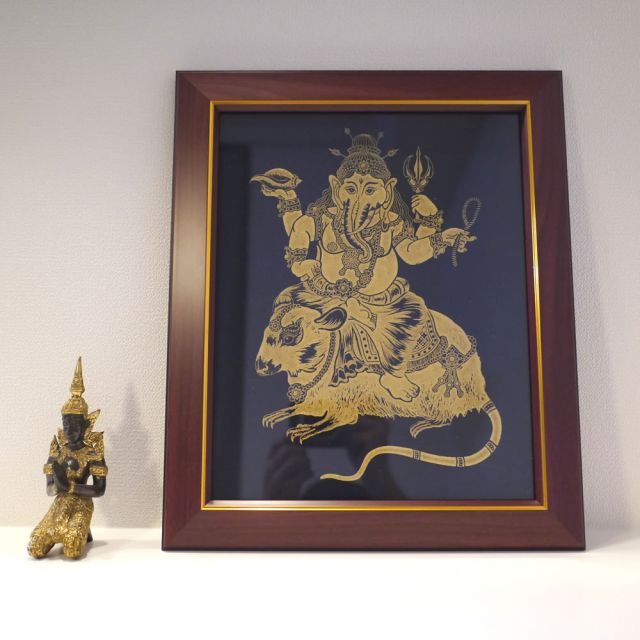 一点物アート】ガネーシャ【現代アート,コラージュ】 コラージュアート