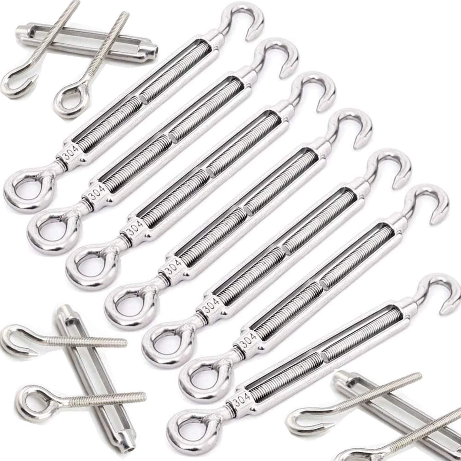 M5 10個セット AILENLAN ターンバックル ステンレス ワイヤーバックル フック Turnbuckle 貼り具合調整 ワイヤーロープ 固定 SUS304 防錆 耐久性 構造物補強 (M5 10個セット)