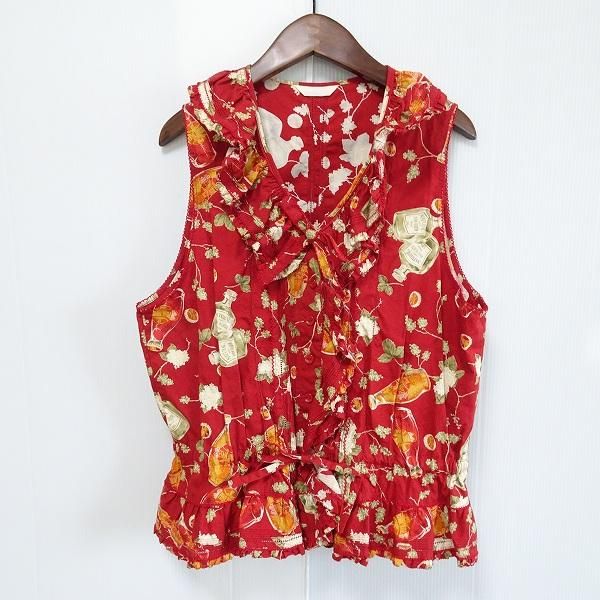 ピンクハウス ベスト ノースリーブ ブラウス ピコフリル リボン ネイビー ピンクハウス ベスト ノースリーブ ブラウス ピコフリル リボン ネイビー