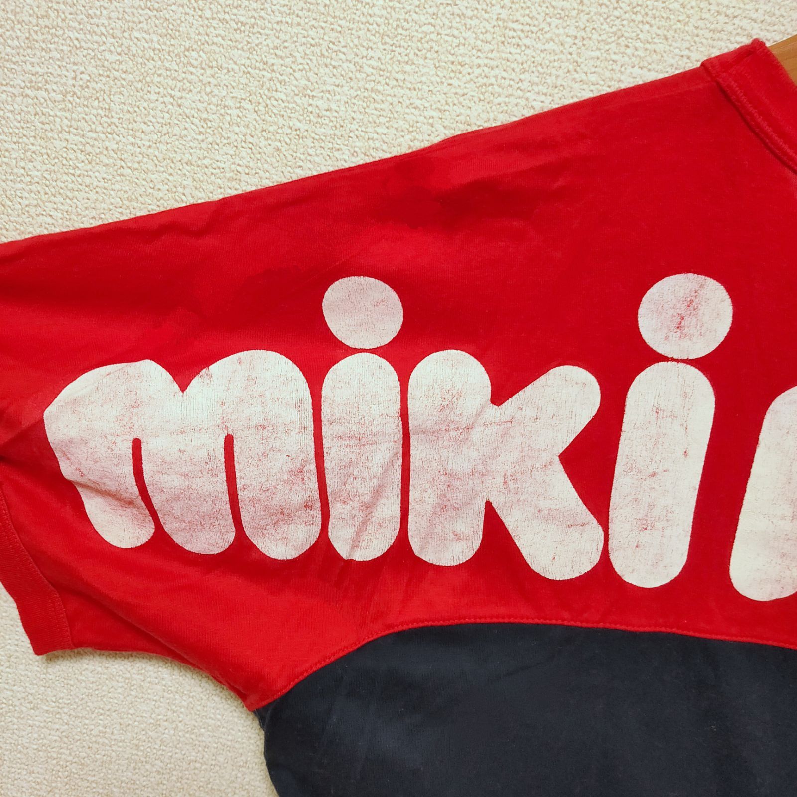 【 ミキハウス 】  Tシャツ  レトロ　大人　MIKIHOUSE　M 黒 ブラック  メンズ レッド 赤 レア ビッグロゴ