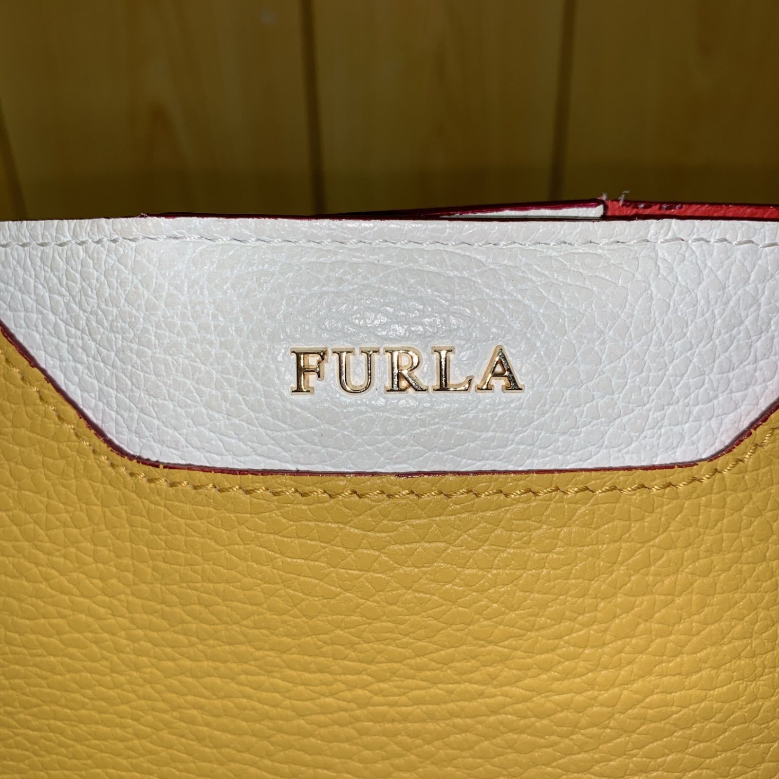 53 美品 FURLA フルラ トートバッグ レザー イエロー