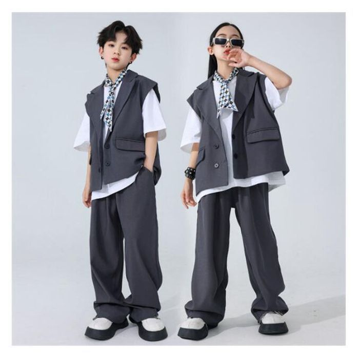 ダンス衣装 2点セット ベスト+パンツ ヒップホップ ステージ衣装 キッズ 女の子 男の子 ダンス衣装 セットアップ ジャズダン ダンス hrr2583